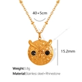 Collana con ciondolo gufo dorato in acciaio inossidabile con strass neri e texture martellata - XL136G Collana con Ciondolo Dorato