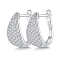 Elegant S925 sterling silver hoop earrings featuring micro-pave white zircon stones - Silver