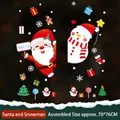 Christmas static window stickers with Santa Claus and Snowman designs for glass decor - YCSD044 Santa and Snowman