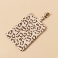 Detail view of cotton leopard print crib bag with clear window and snap hanging strap - Leopard Print