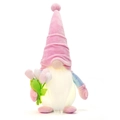 Gnomo di peluche luminoso per la festa della mamma con cappello rosa e bouquet di tulipani - Rosa