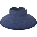 Dettaglio della trama fine e della tesa larga di un cappello di paglia blu navy - M (56-58cm) / Blu navy