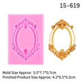 Pink silicone mold for vintage oval photo frame relief and fondant cake decoration - 15-619 Pink