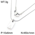 Zilveren roestvrijstalen slangenketting met rechthoekige hanger en letter A gravure - Zilveren Letter A (KN293401-Z)