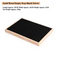 Solid wood jewelry tray with black velvet lining for watches and bracelets, 35x24x3cm - Solid Wood Black Velvet