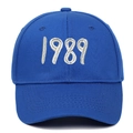 Blue cotton baseball cap with white 1989 embroidery in a classic six-panel design - Blue