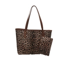 Modieuze grote tote bag met luipaardprint en bijpassend klein ritszakje in het bruin - Tote Bag En Etui / Khaki