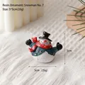 Christmas snowman resin figurine with black hat and green coat, 5x5cm tabletop ornament - Snowman Style 7