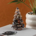 Mini sapin de Noël en résine avec pierres colorées sur base ronde pour décoration - 49 Cristal mixte