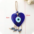 Cuore di vetro blu Occhio del Male da appendere con corda di canapa, 22cm x 8cm - Cuore Grande Malocchio Stile B (Lunghezza Totale 22cm)