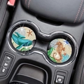 Diamond car coasters with sparkling whale and seahorse ocean designs for cup holders - CZD-01 Ocean Life / 2 Pcs/Set