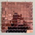 Square rose gold sequin wall panel with reflective shimmer for party backdrop decor - 30x30cm / Pink