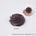 Realistic 4.2cm dark brown chocolate swirl cookie model for backpack keychain - Spiral Flower Cookie / No Buckle