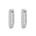 Silver rectangle hoop earrings with pave-set cubic zirconia for a luxurious fashion look - Silver - Clear Zircon