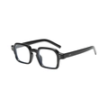 Retro small square sunglasses with black frame and silver metal rivet decorations - Black Frame Clear Lenses