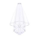 Elegante velo de novia blanco de doble capa con peine de plata para despedida de soltera - Velo (Longitud 80CM)