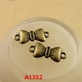 Vintage bronze alloy bow charm connectors with double loops for DIY jewelry making - A1352-19*8MM
