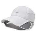 Gorra deportiva blanca de secado rápido con visera retráctil y paneles de malla - Blanco