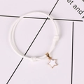 Bracciale minimalista in corda cerata bianca con ciondolo a stella d'oro e nodi - Set Coppia di Stelle Bianche / Ciondoli Bianchi + Cordino Bianco