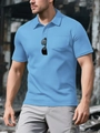 Men's sky blue polo shirt with breathable pique texture and chest pocket detail - S / Sky Blue