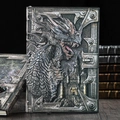 Taccuino A5 con rilievo 3D di drago in bronzo e motivo di castello medievale vintage - Colorato