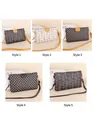 Detail view of five different patterned PU leather crossbody bags with VIFN logo - Style 3 (Coffee Rhombic Grid)