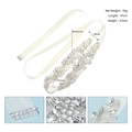 Cintura da sposa con strass e nastro bianco, dimensioni 47x4,5cm - 47*4.5cm / Argento