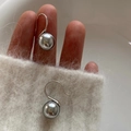 Silver drop earrings featuring a metallic grey pearl with sleek curved hooks - EH0243/Silver Grey High Gloss Pearl Earring