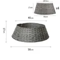 Cubierta de base de árbol de Navidad trenzada gris de 4 paneles de mimbre sintético - Collar de Árbol Gris Pequeño (Juego de 4 Piezas)