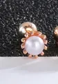 Minimalist 925 silver pearl stud earring in golden sunflower design with screw back - Style 1 / Rose Gold
