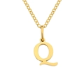 Polished gold plated stainless steel chain necklace featuring a capital letter Q pendant - Letter Q / Gold