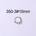 Anneau segment de 10mm en acier inoxydable argenté orné de pierres de zircon blanches - Style Perlé à Grand Zircon (350-3#-10MM) / 10mm