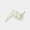 White leather shoulder strap with a small pouch and silver hardware in Epsom texture - White Silver Buckle