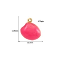 Detail showing dimensions and weight of 14k gold shell charm with magenta enamel - Pink (H-12091)