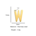 Gold plated stainless steel letter W charm for DIY jewelry making 12mm size - Letter W