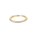 Adjustable golden ring featuring a row of sparkling circular zircon stones for women - Adjustable Open / Clear Micro-pave