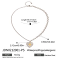 Collar de acero de titanio para mujer con colgante de corazón, impermeable y alérgico - 45+5cm / Tono Plateado y Dorado