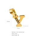 Pendentif lettre Y en acier inoxydable 316L plaqué or 18k avec zircons, 16x12mm - Lettre Y