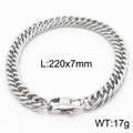 Silver stainless steel Cuban chain bracelet 7mm wide with lobster clasp and 220mm length - Style D 7mm-220mm(KB165994-ZZ)