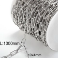 Detailed view of 10x4mm stainless steel chain links for DIY jewelry making - Silver 10x4mm Paperclip Chain (KLJ8670-Z)