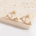Minimalist gold butterfly smile stud earrings with pave set clear cubic zirconia stones - Linear Style (ES2760-6)