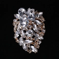 Golden alloy crystal brooch featuring clear marquise and round cut glass stones - 0030-GD / Gold