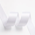 Single roll of premium white satin ribbon with smooth woven texture for gift wrapping - 9mm / White