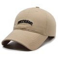Minimalist soft top cotton baseball cap in khaki with narason embroidery - Light Beige
