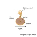 Golden stainless steel ocean charm with light brown enamel and sparkling zircon stone - D187-5 Gold Round Enamel Pendant