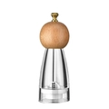 Manual pepper mill with acacia wood top and clear acrylic body featuring golden knob - 6 Inch Beech Wood Ball Top