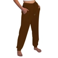 Classic brown jogger sweatpants with elastic drawstring waist and ribbed cuffs for men and women - Coffee