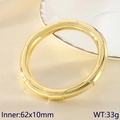 Bracelet jonc 18K en acier inoxydable doré, style bambou poli, taille 62x10mm - Diamètre Intérieur 62mm x Largeur 10mm / Doré