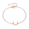 Minimalist rose gold moon bracelet with textured crescent pendant and lobster clasp - Rose Gold