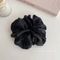 Elegant black silk scrunchie with a glossy finish for women's high-end hair styling - Large 10cm / Black